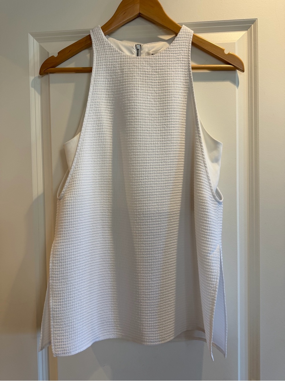 Helmut Lang White Waffle Tank Back Zip Size P